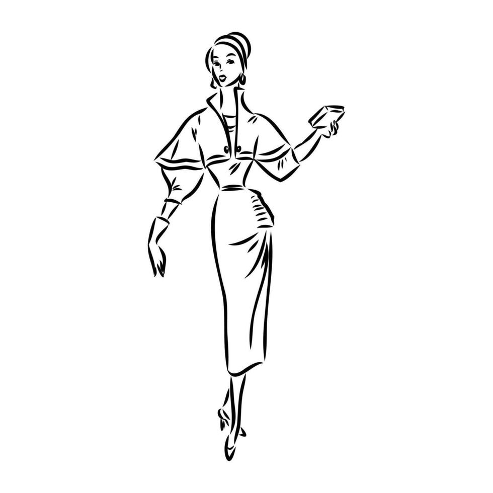 women's retro fashion vector sketch