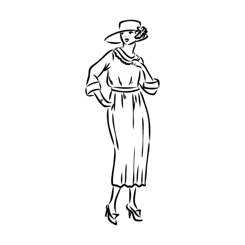 women's retro fashion vector sketch