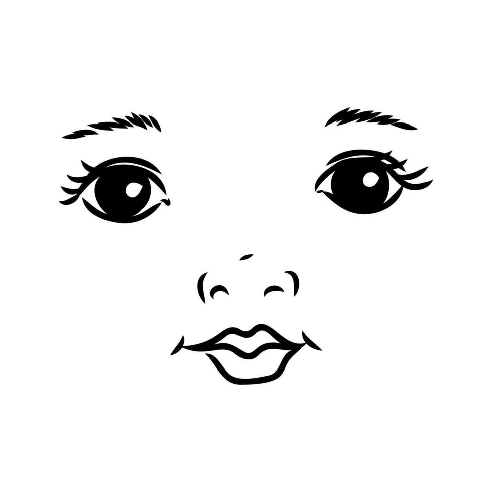 girl's face vector sketch