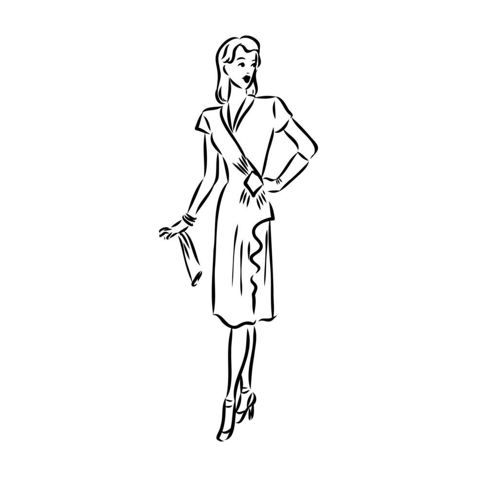 women's retro fashion vector sketch