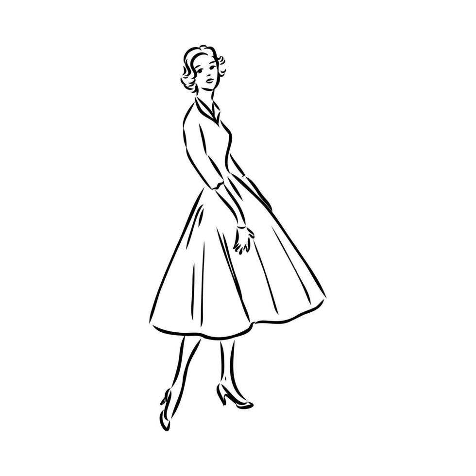 women's retro fashion vector sketch
