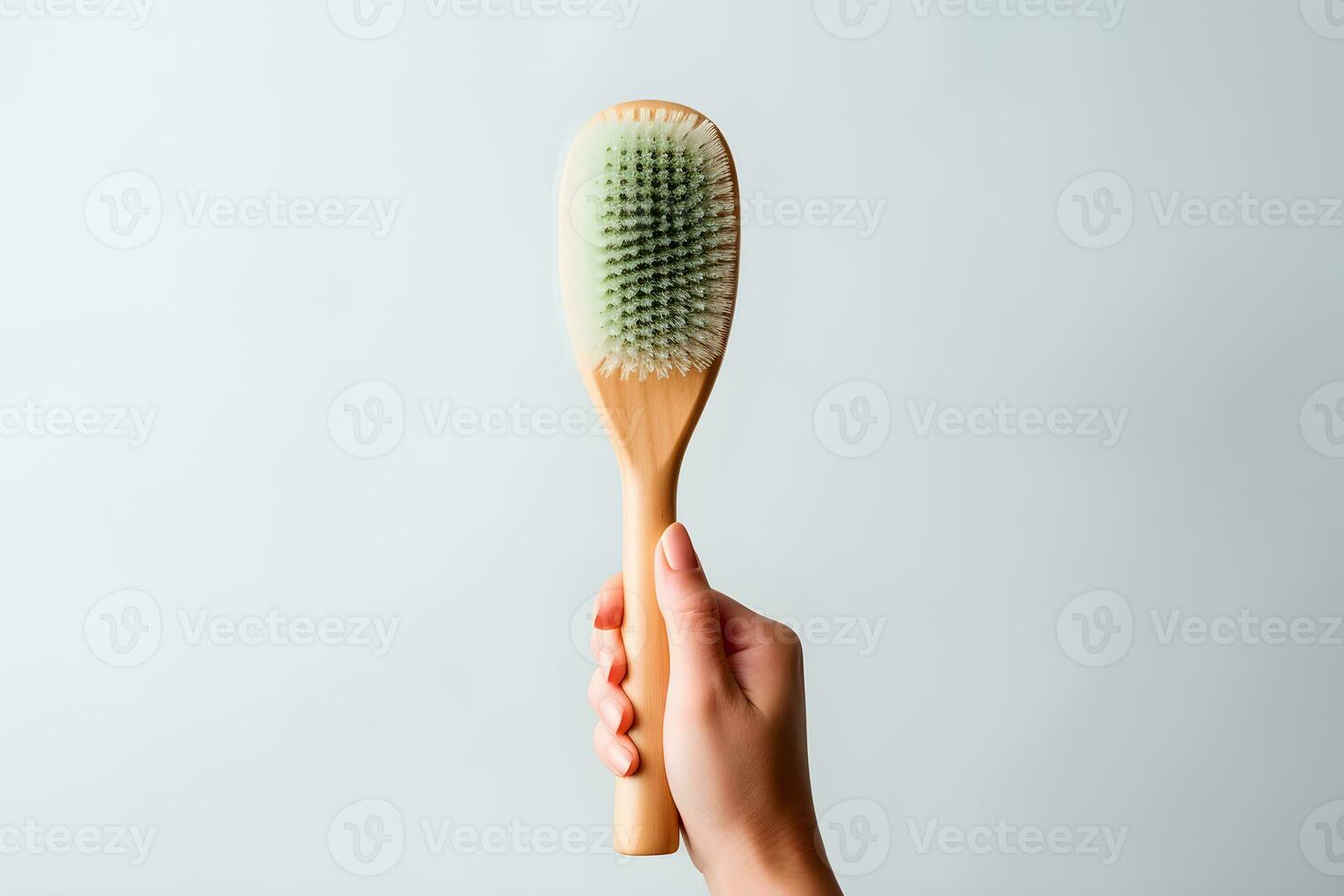 AI generated Eco brush for cleaning female hand. AI generated photo