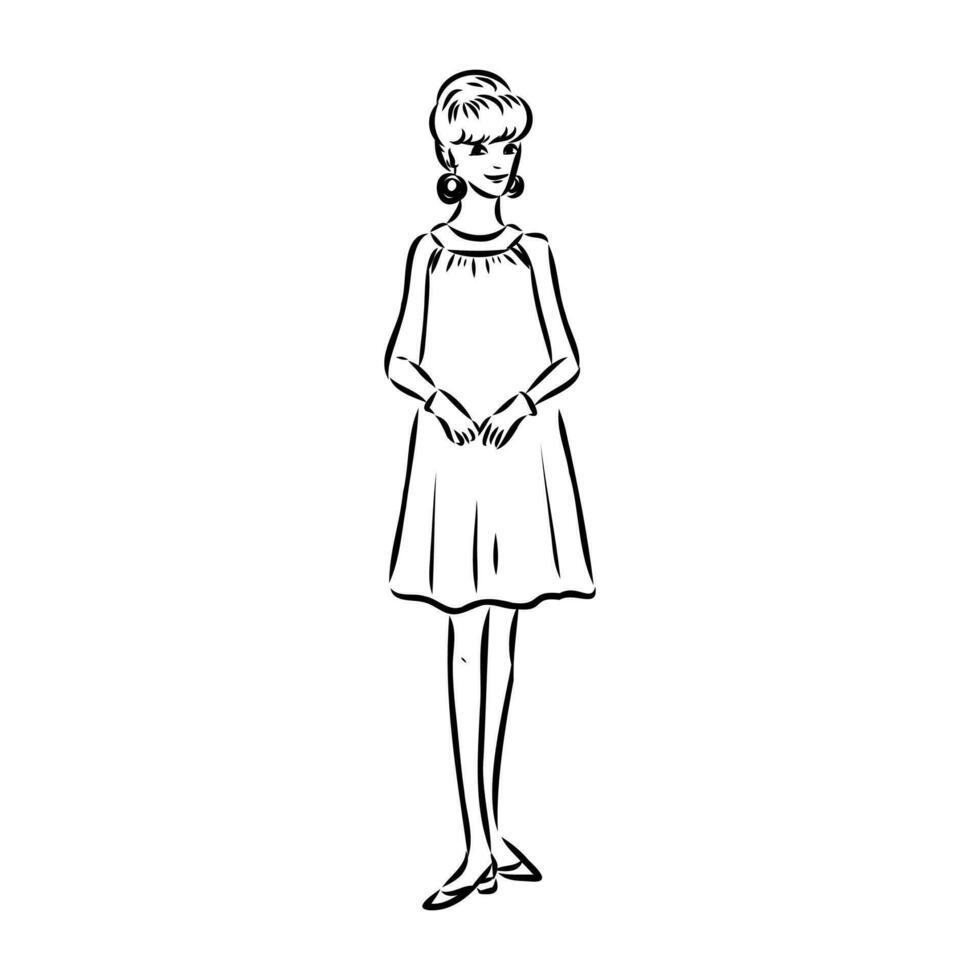 women's retro fashion vector sketch