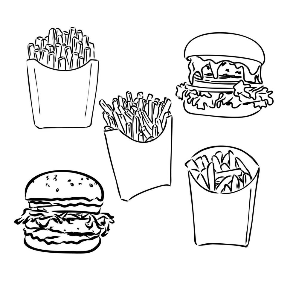 french fries vector sketch