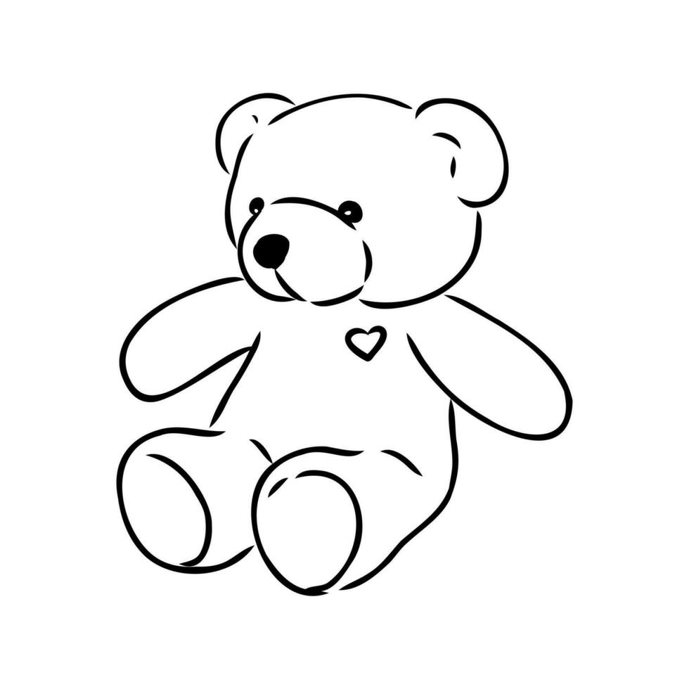 osito de peluche oso vector bosquejo