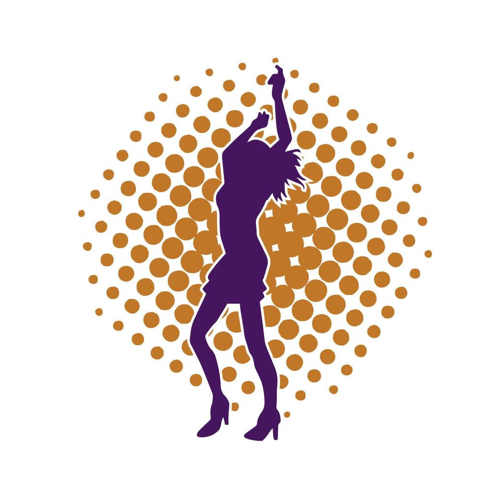 Silhouette of a slim female in dance pose. Silhouette of a woman dancing. vector