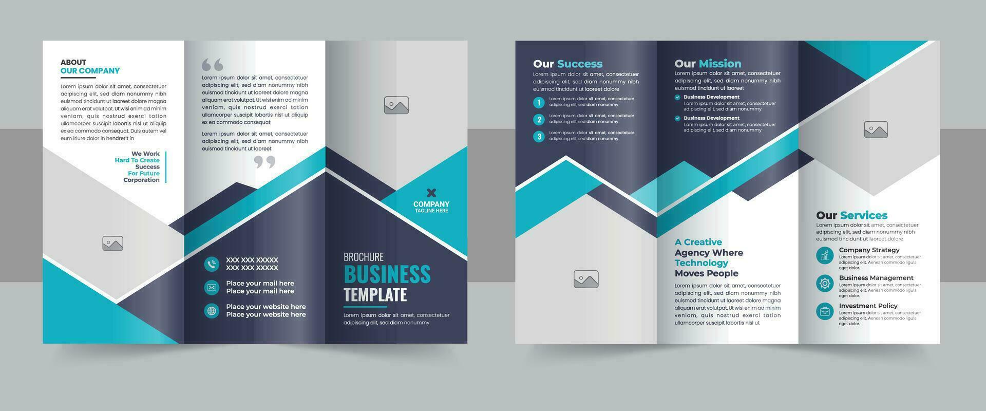 Modern trifold business brochure template, Corporate business trifold brochure template, Creative and Professional tri fold brochure vector
