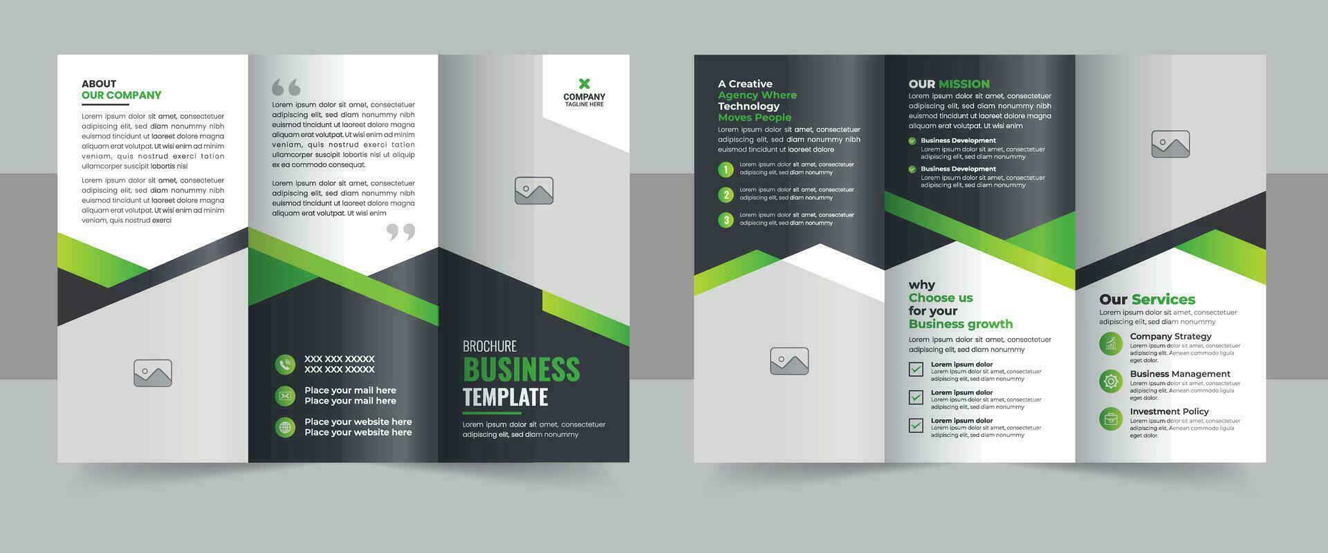 Modern trifold business brochure template, Tri-fold brochure template Minimalistic geometric design for corporate and business vector