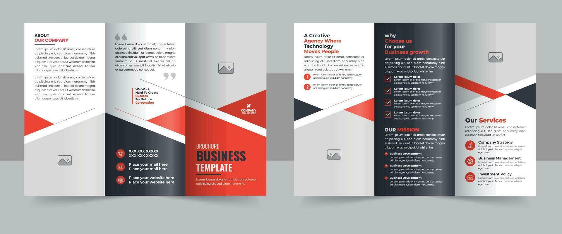 Modern trifold business brochure template, Corporate business trifold brochure template, professional corporate trifold brochure template vector