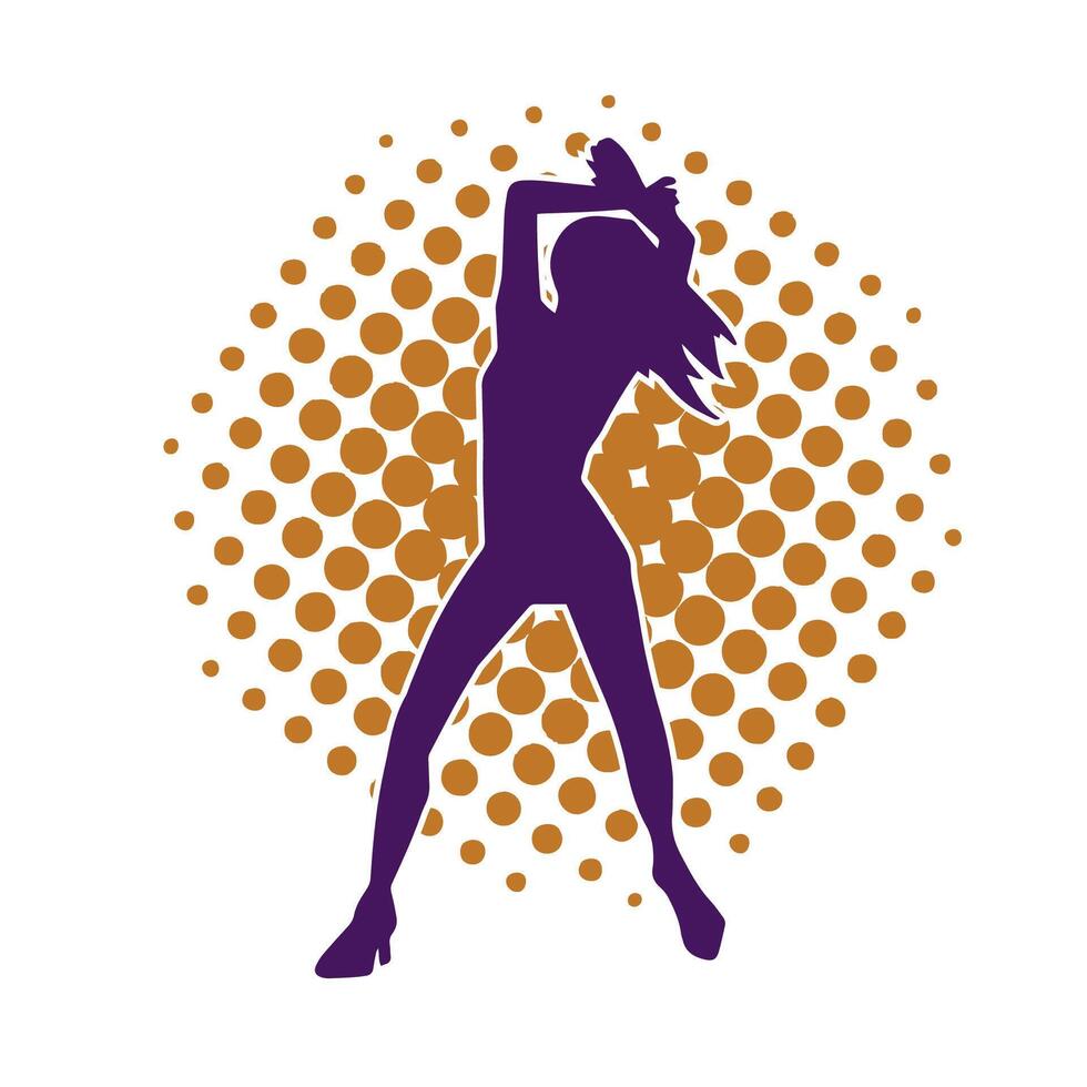 Silhouette of a slim female in dance pose. Silhouette of a woman dancing. vector