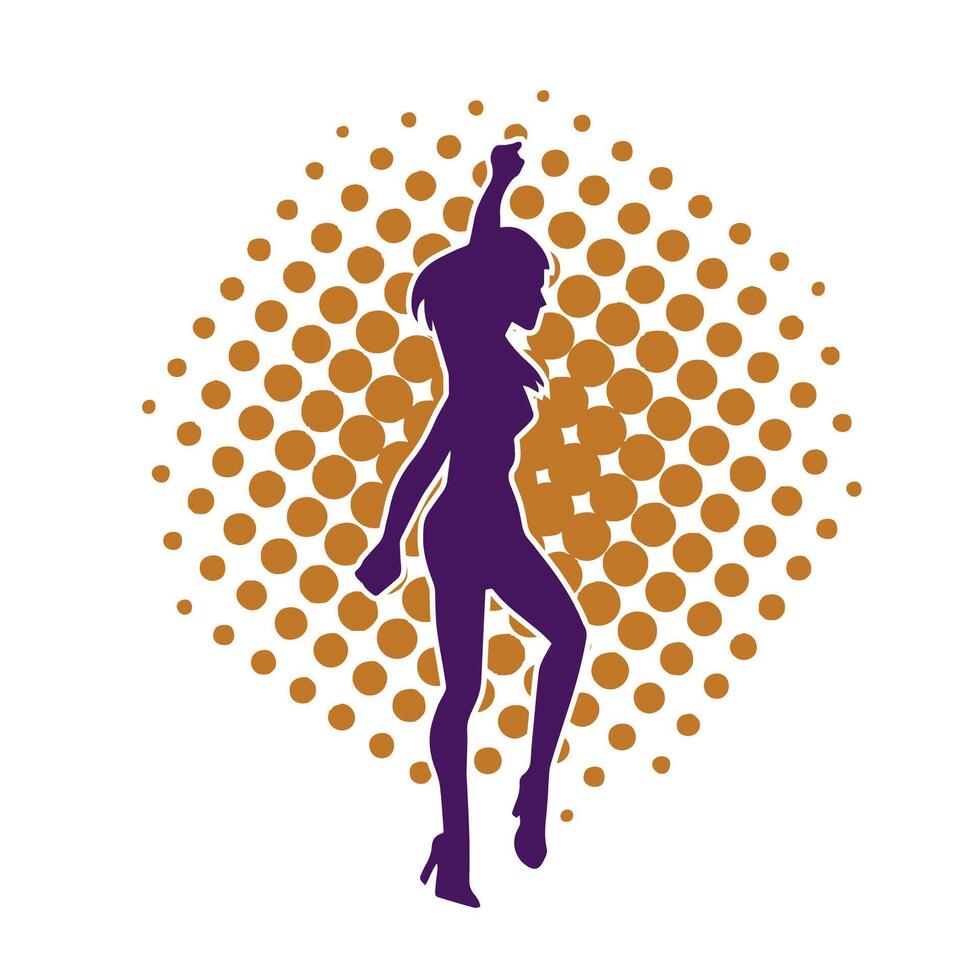 Silhouette of a slim female in dance pose. Silhouette of a woman dancing. vector