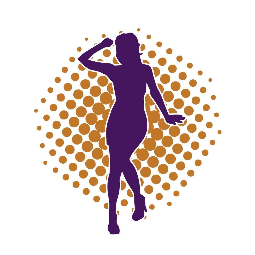 Silhouette of a slim female in dance pose. Silhouette of a woman dancing. vector