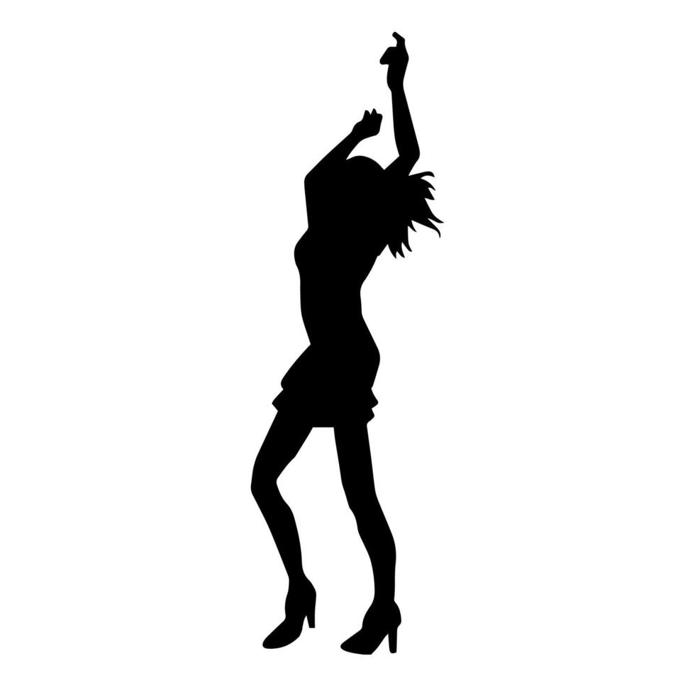 Silhouette of a slim female in dance pose. Silhouette of a woman dancing. vector