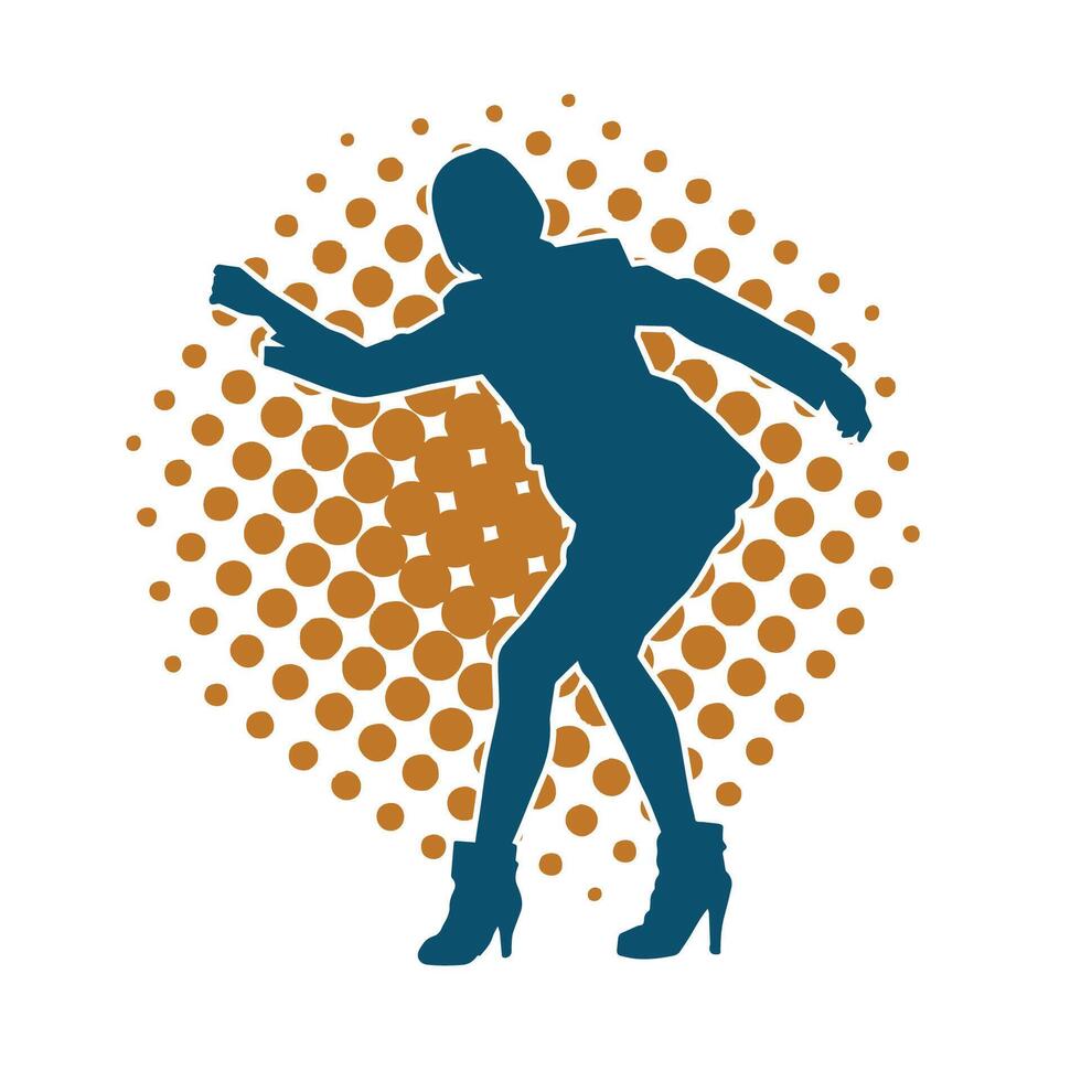 Silhouette of a slim female in dance pose. Silhouette of a woman dancing. vector