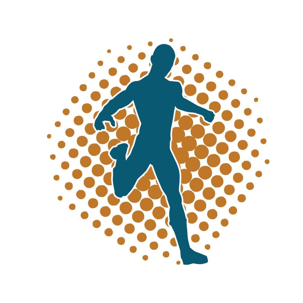 Silhouette of a sporty man in running pose. Silhouette of a male run pose. vector