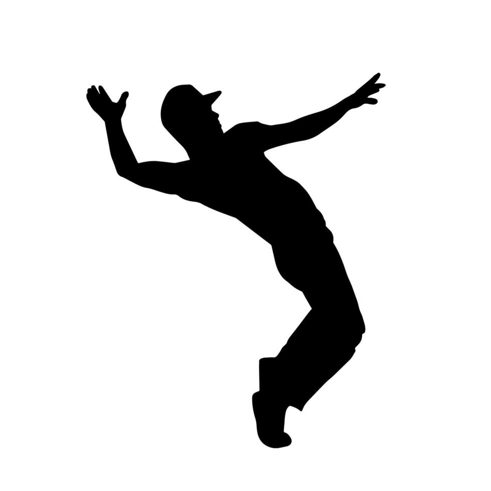 Silhouette of a male dancer in action pose. Silhouette of a slim man in dancing pose. vector