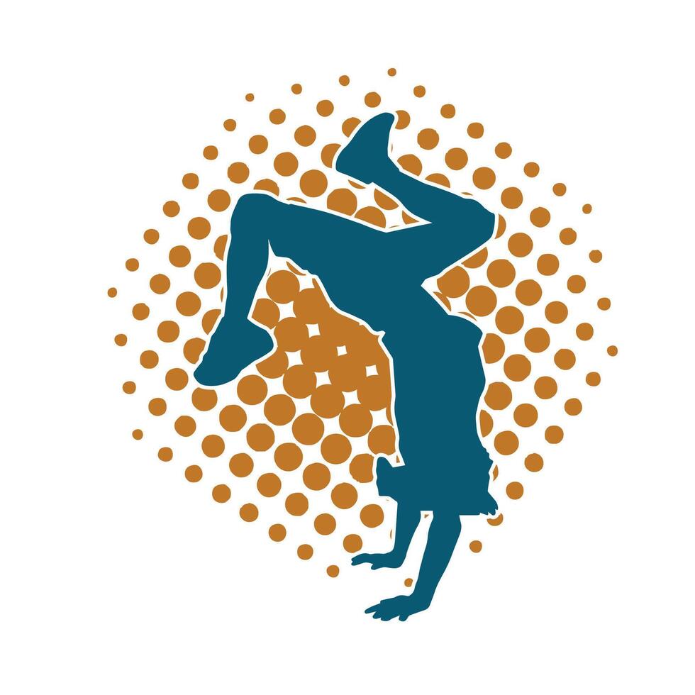 Silhouette of a slim male in dance pose. Silhouette of a man dancing. vector