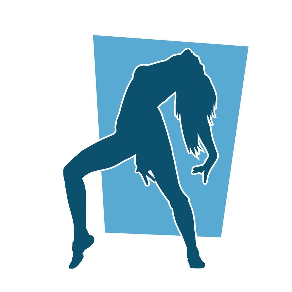 Silhouette of a slim female in dance pose. Silhouette of a woman dancing. vector