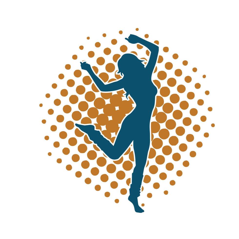 Silhouette of a slim female in dance pose. Silhouette of a woman dancing. vector