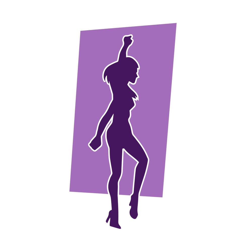 silueta de un Delgado hembra en danza pose. silueta de un mujer baile. vector