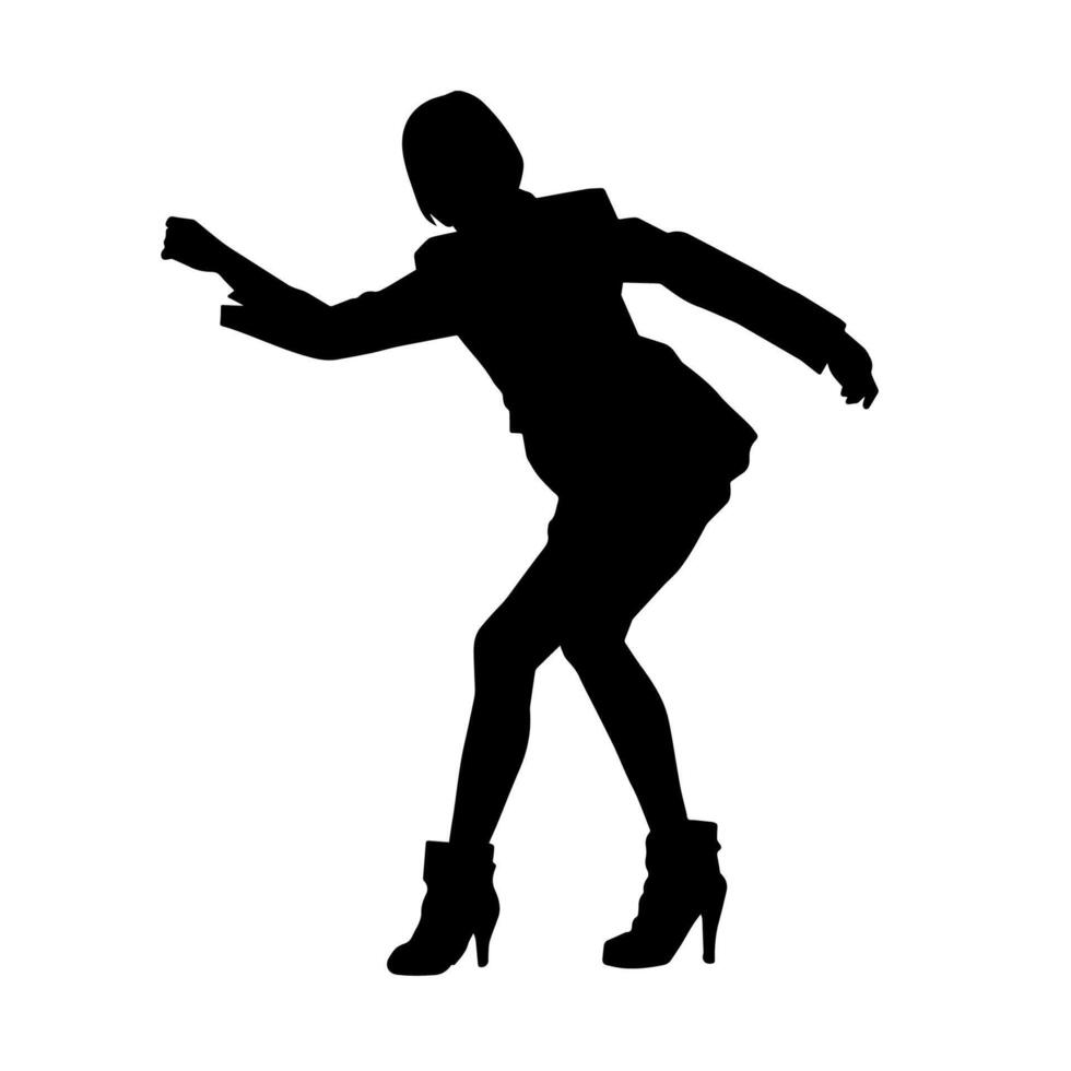 silueta de un Delgado hembra en danza pose. silueta de un mujer baile. vector