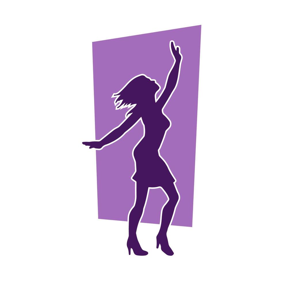 Silhouette of a slim female in dance pose. Silhouette of a woman dancing. vector