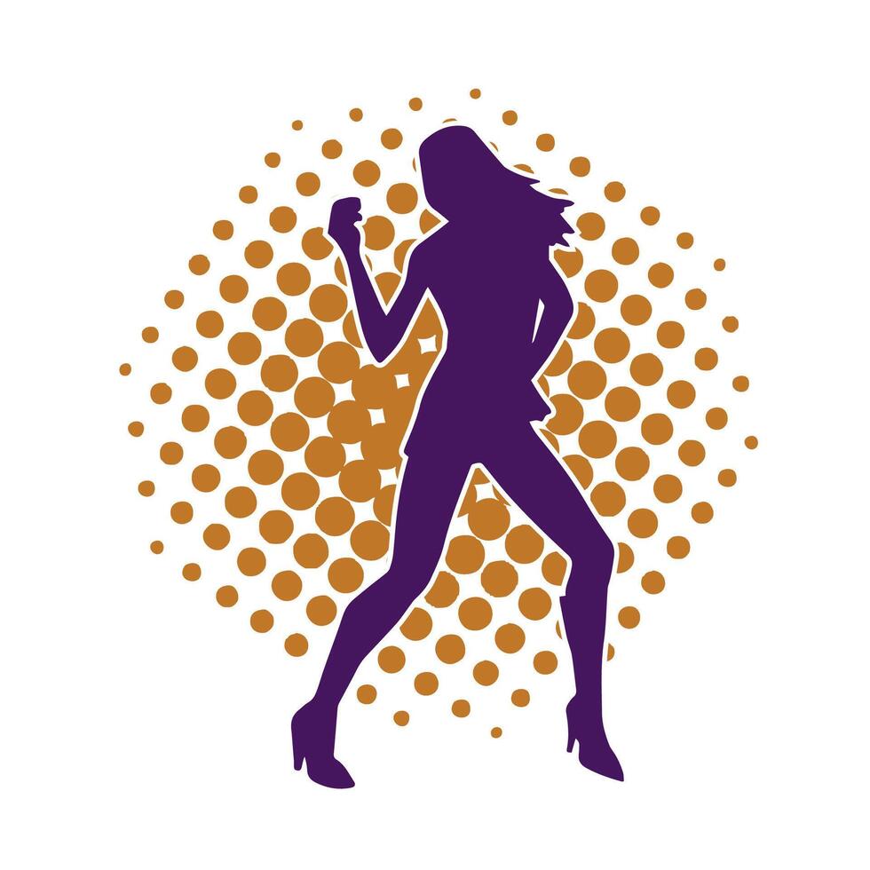 Silhouette of a slim female in dance pose. Silhouette of a woman dancing. vector