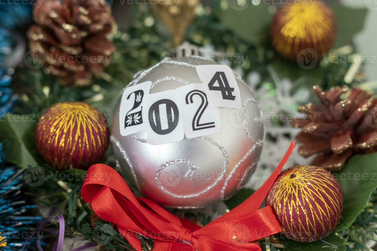 Close up shot of new year decorations. New year changing numbers. Holiday photo