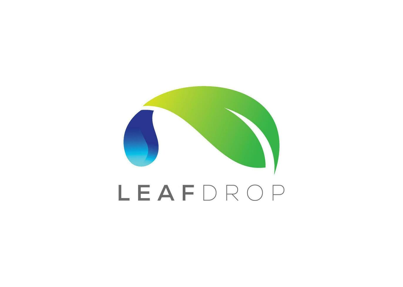 Water drop and Green leaf logo design vector template. Natural water drop vector logo