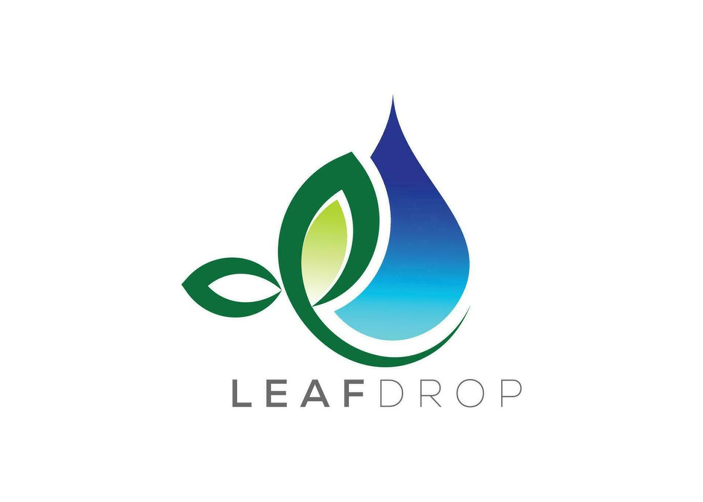 Water drop and Green leaf logo design vector template. Natural water drop vector logo