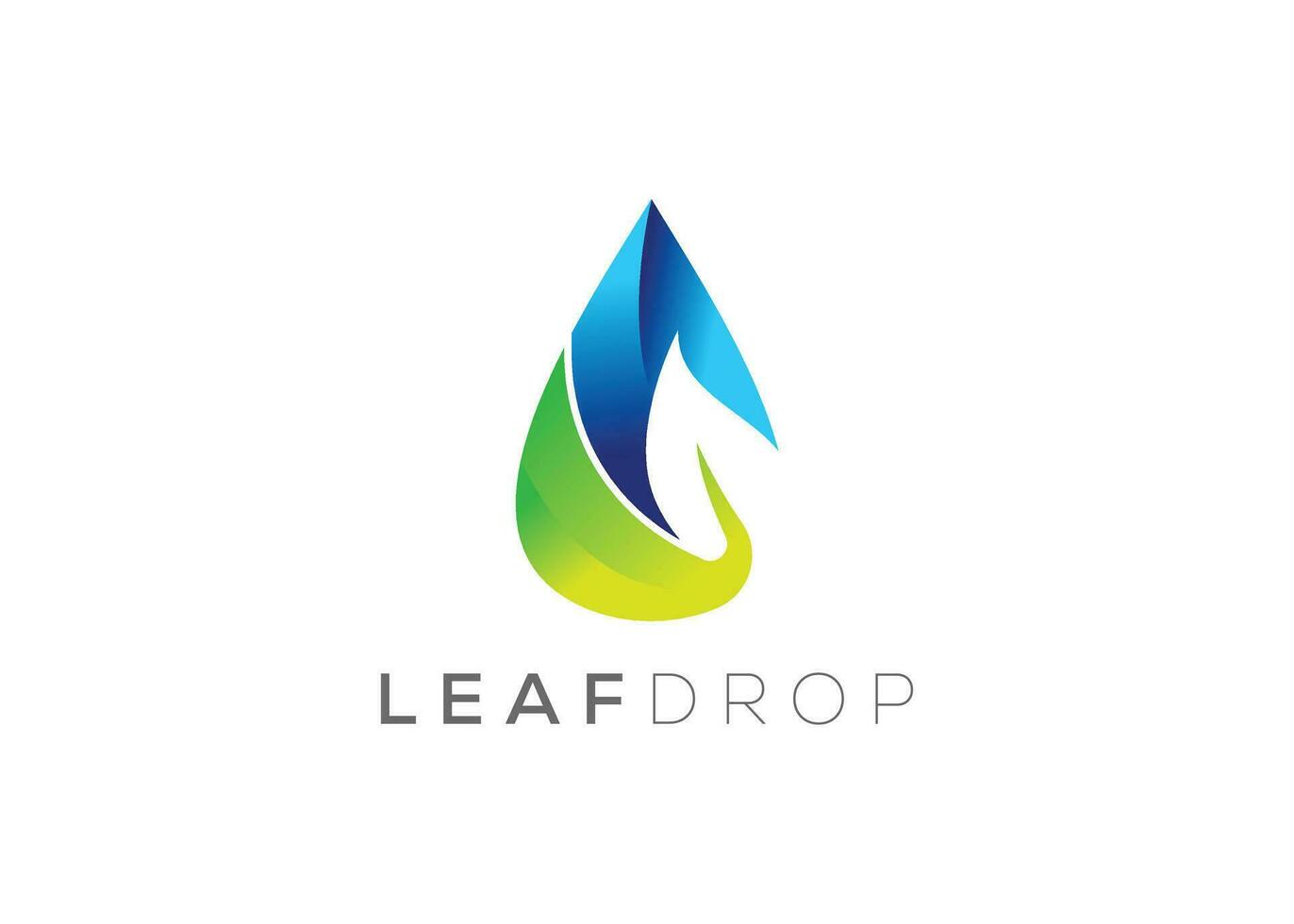 Water drop and Green leaf logo design vector template. Natural water drop vector logo