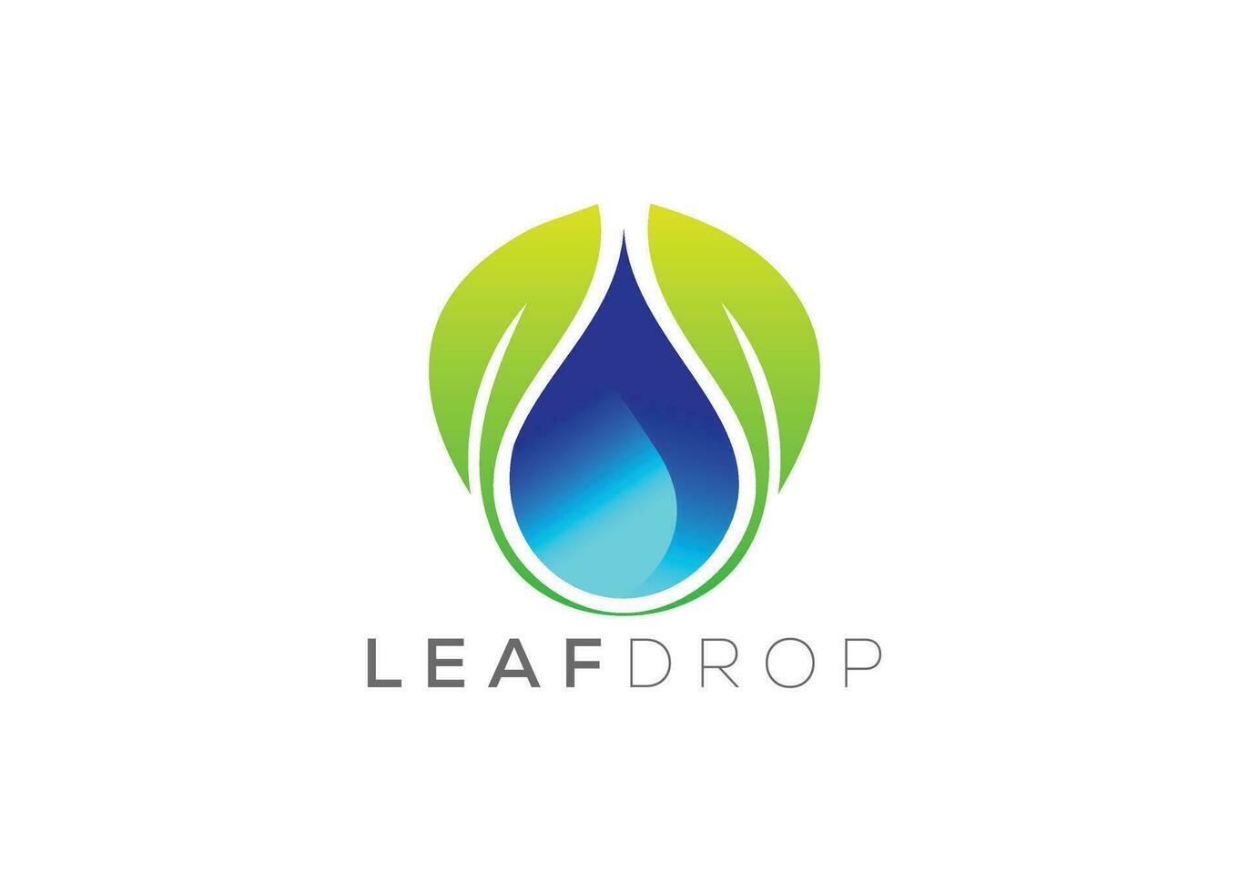 Water drop and Green leaf logo design vector template. Natural water drop vector logo