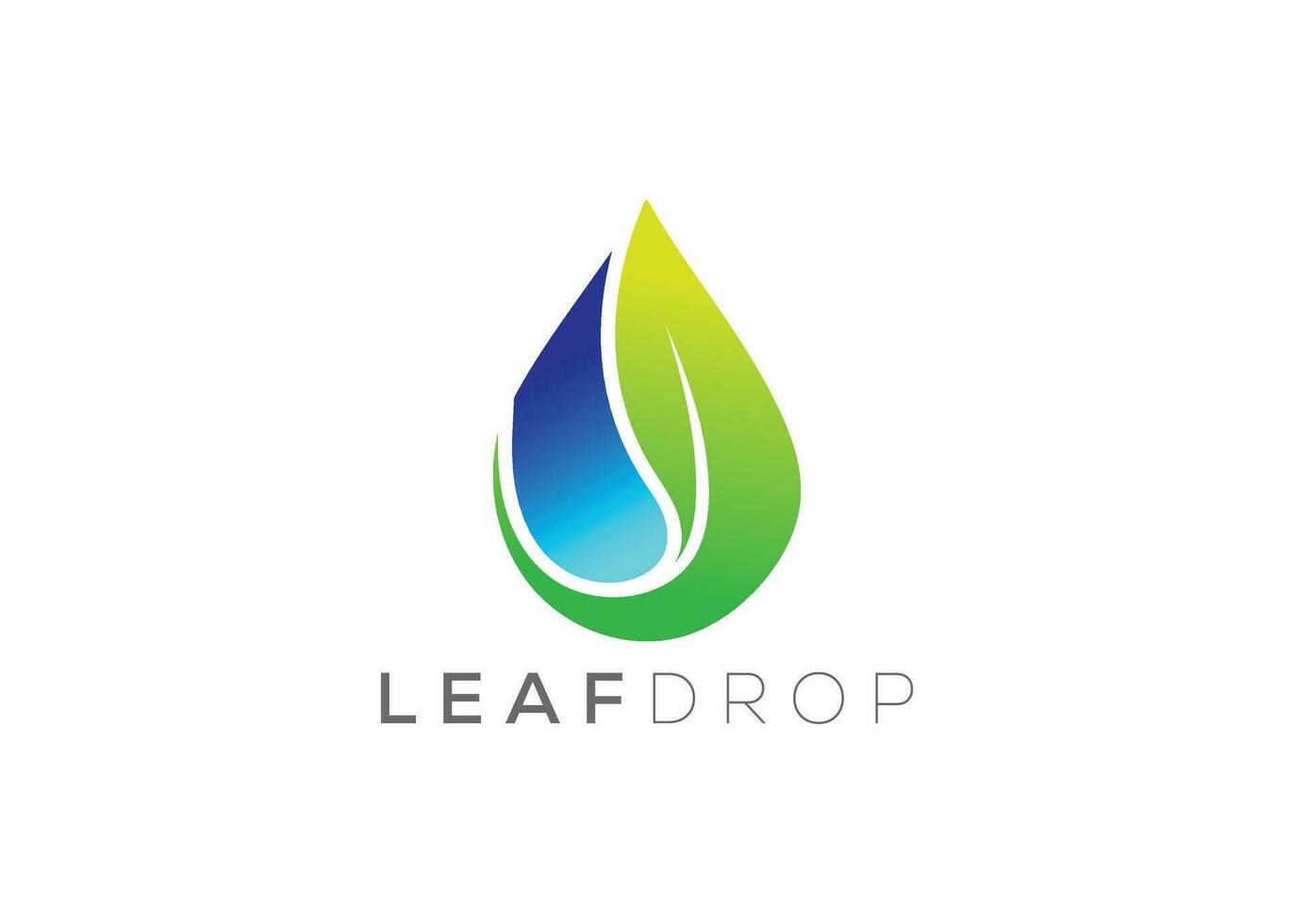 Water drop and Green leaf logo design vector template. Natural water drop vector logo