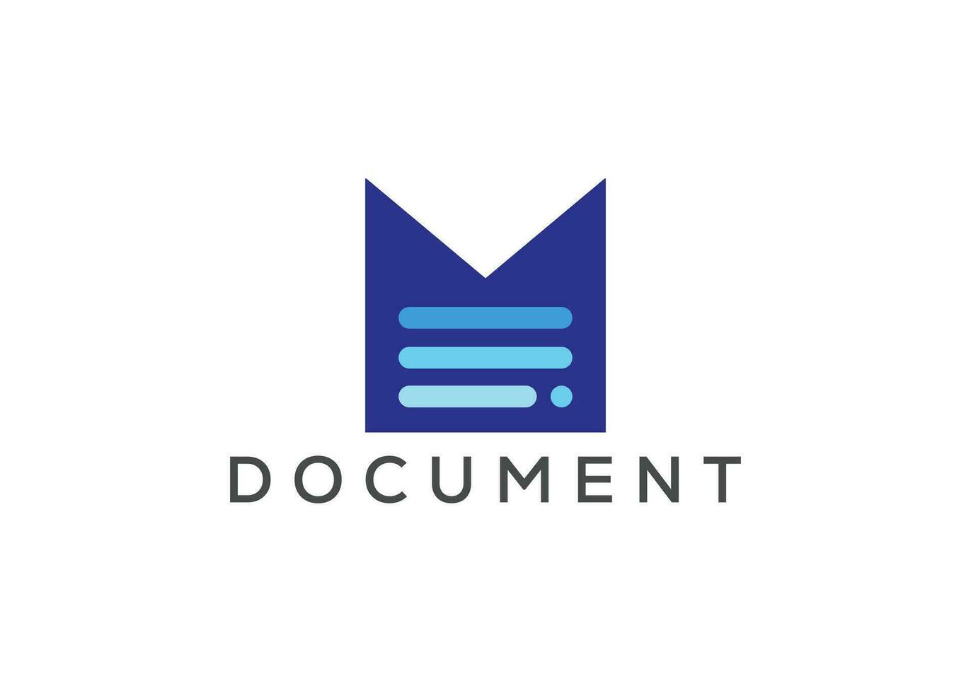 Letter M document monogram logo design vector template