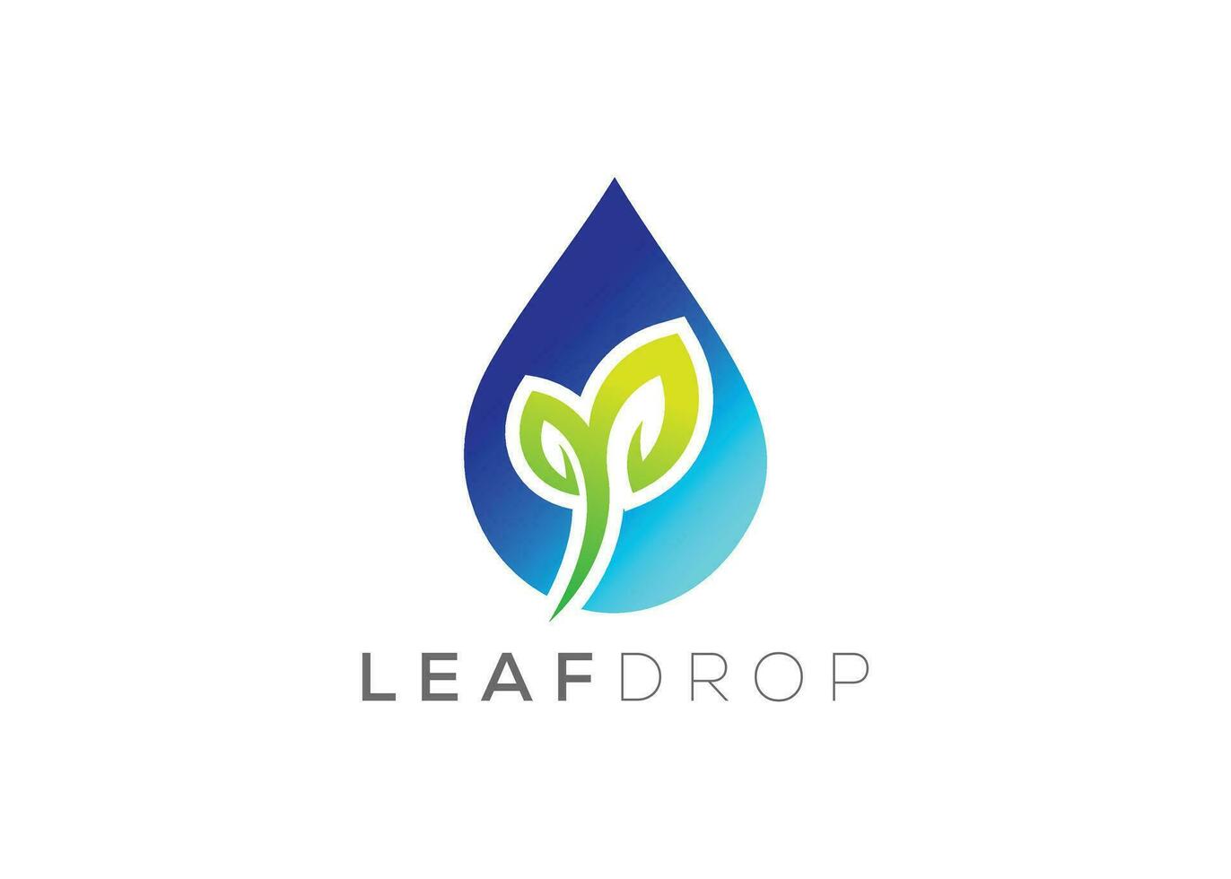 Water drop and Green leaf logo design vector template. Natural water drop vector logo