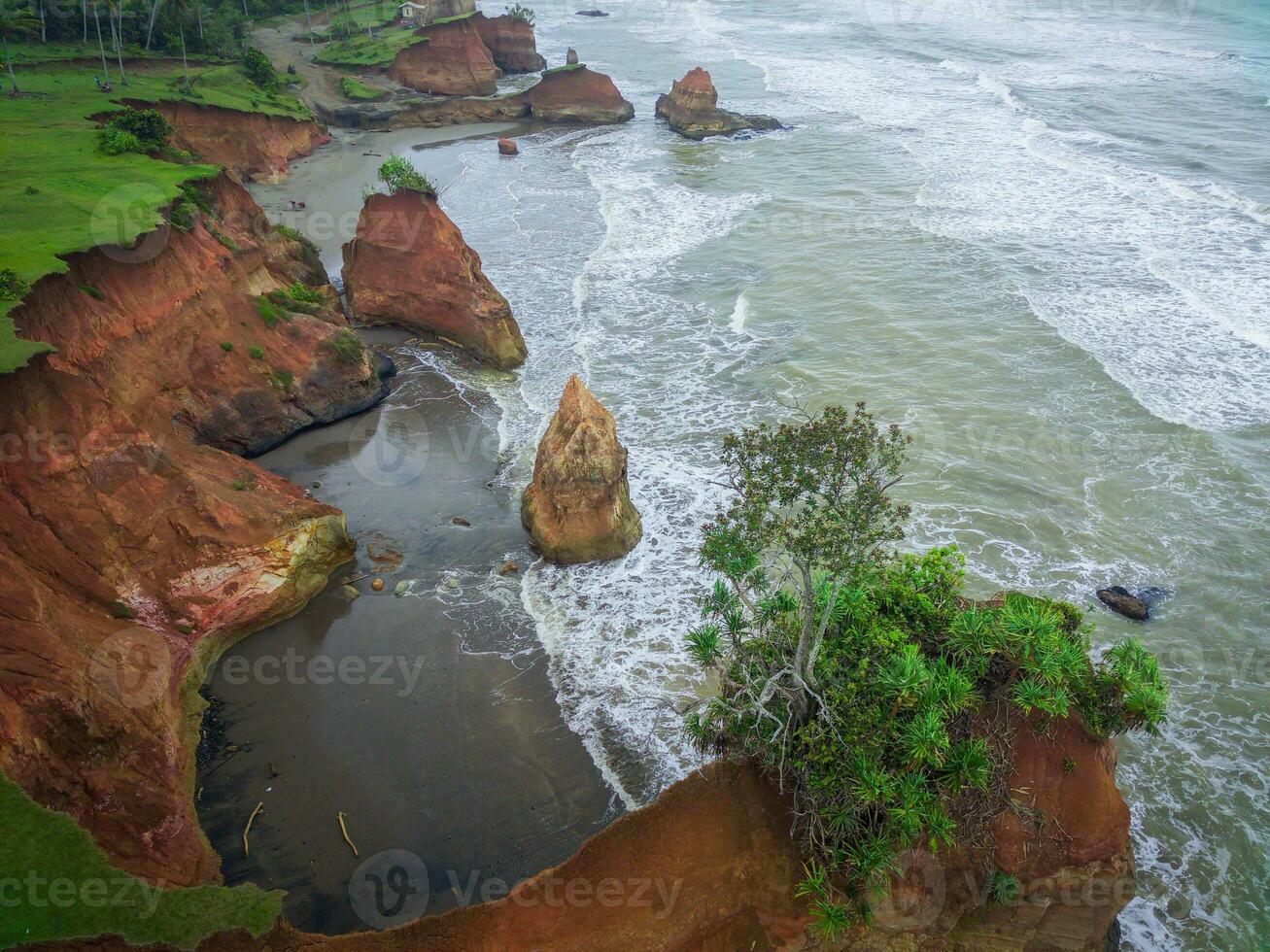 the beauty of the morning panorama with sunrise in indonesia village photo