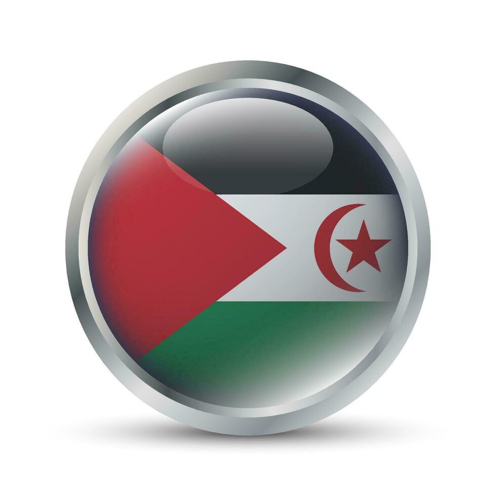 Western Sahara Flag 3D Badge Illustration vector