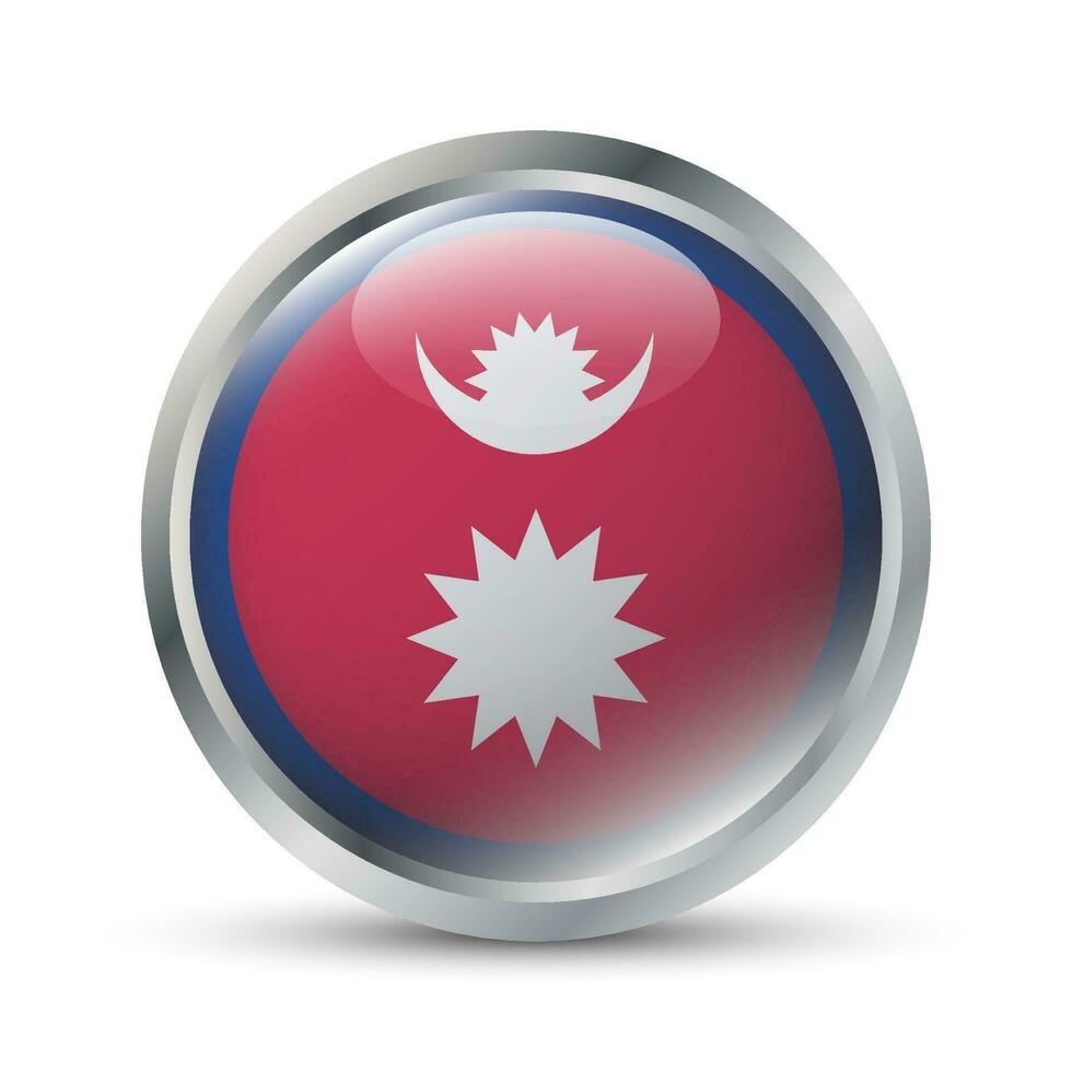 Nepal Flag 3D Badge Illustration vector