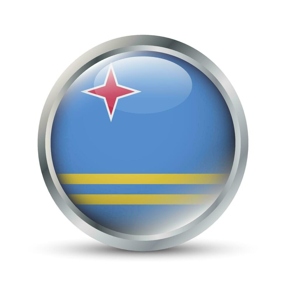 Aruba Flag 3D Badge Illustration vector