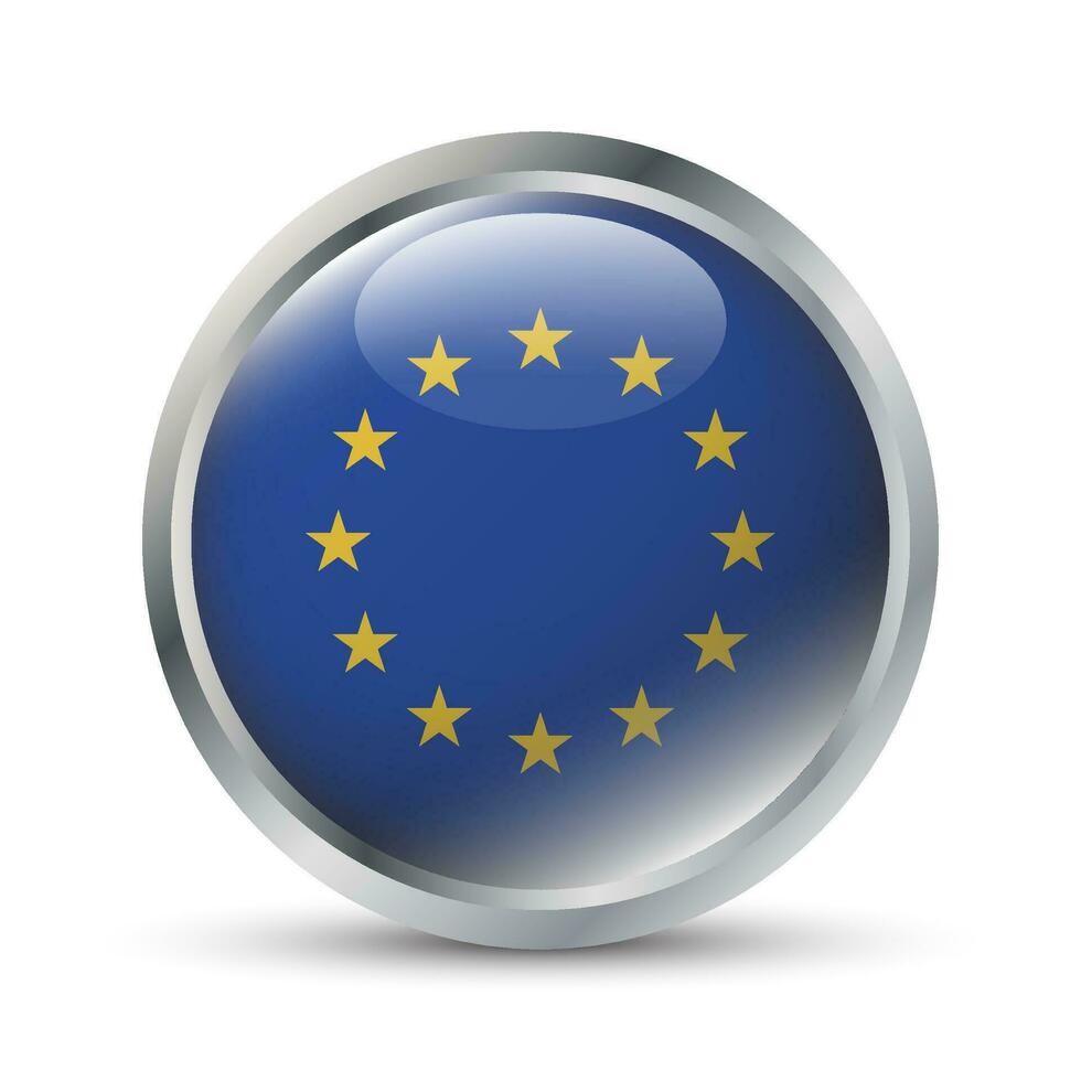 European Union Flag 3D Badge Illustration vector
