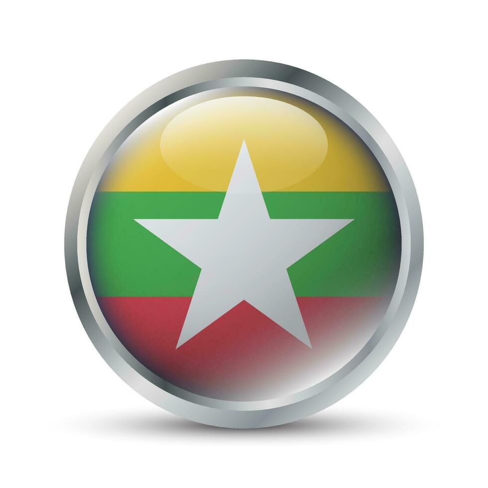 myanmar bandera 3d Insignia ilustración vector