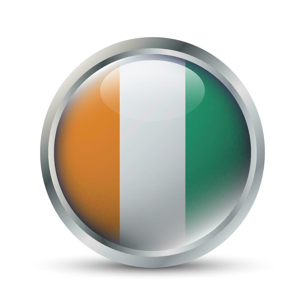 Ivory Coast Flag 3D Badge Illustration vector