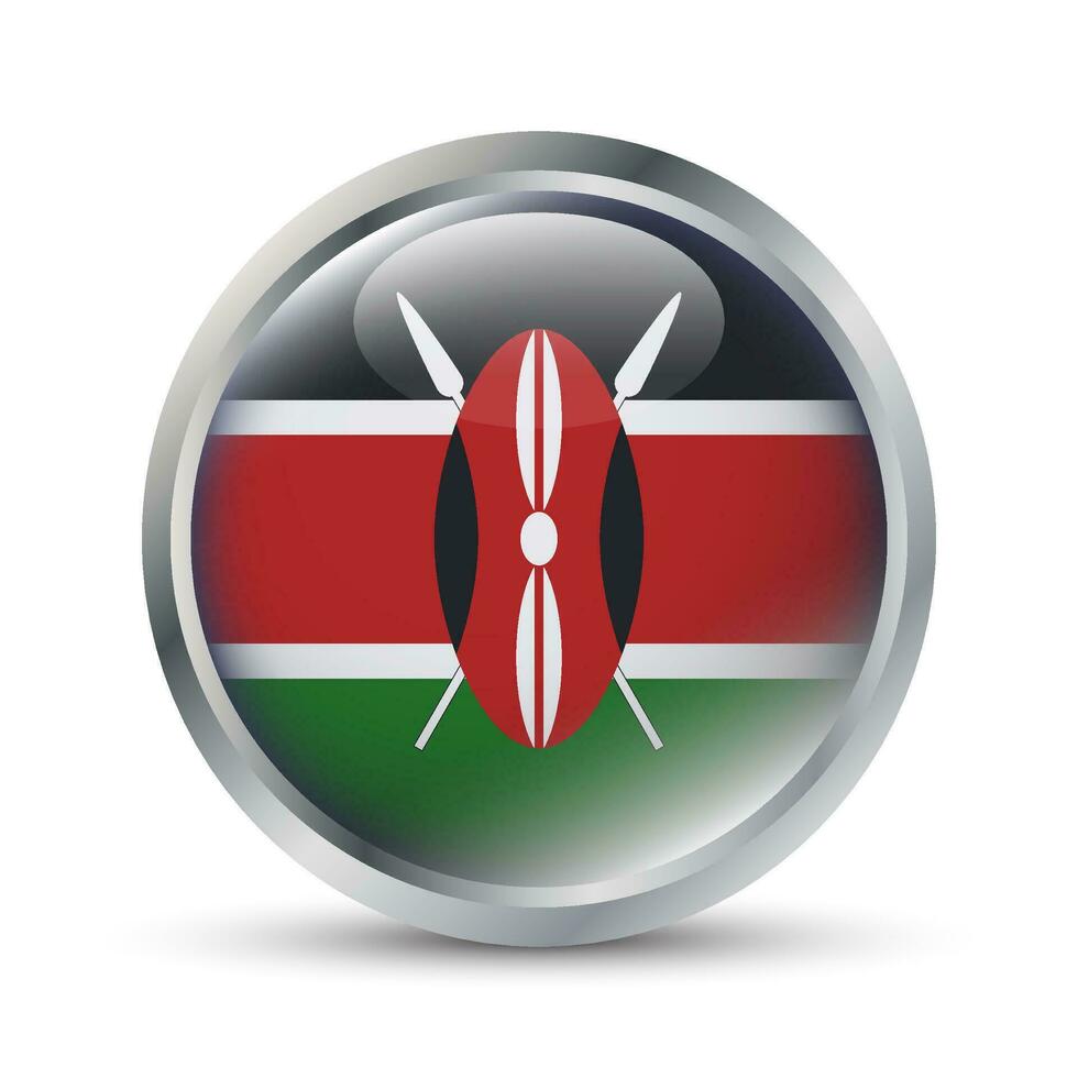 Kenya Flag 3D Badge Illustration vector
