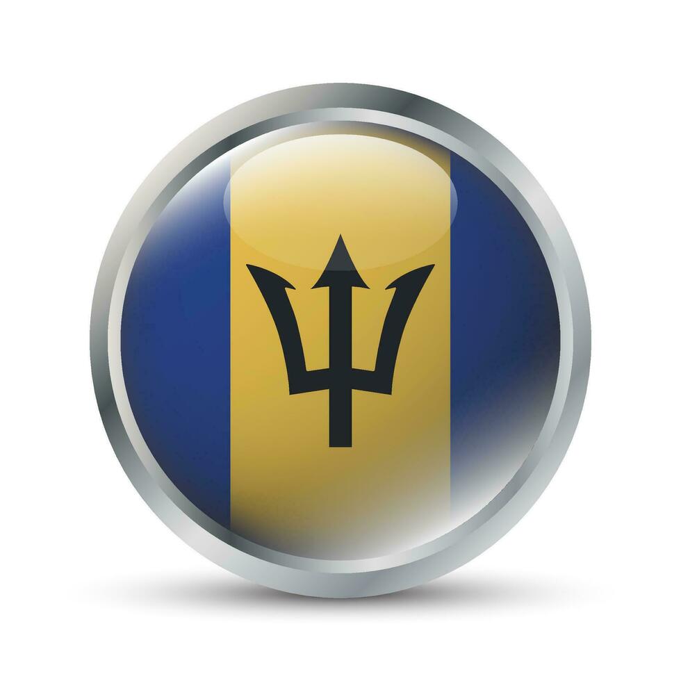Barbados Flag 3D Badge Illustration vector