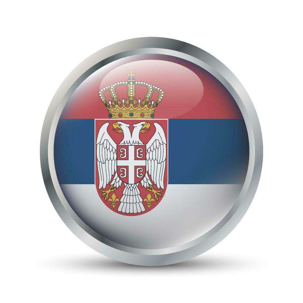 Serbia Flag 3D Badge Illustration vector