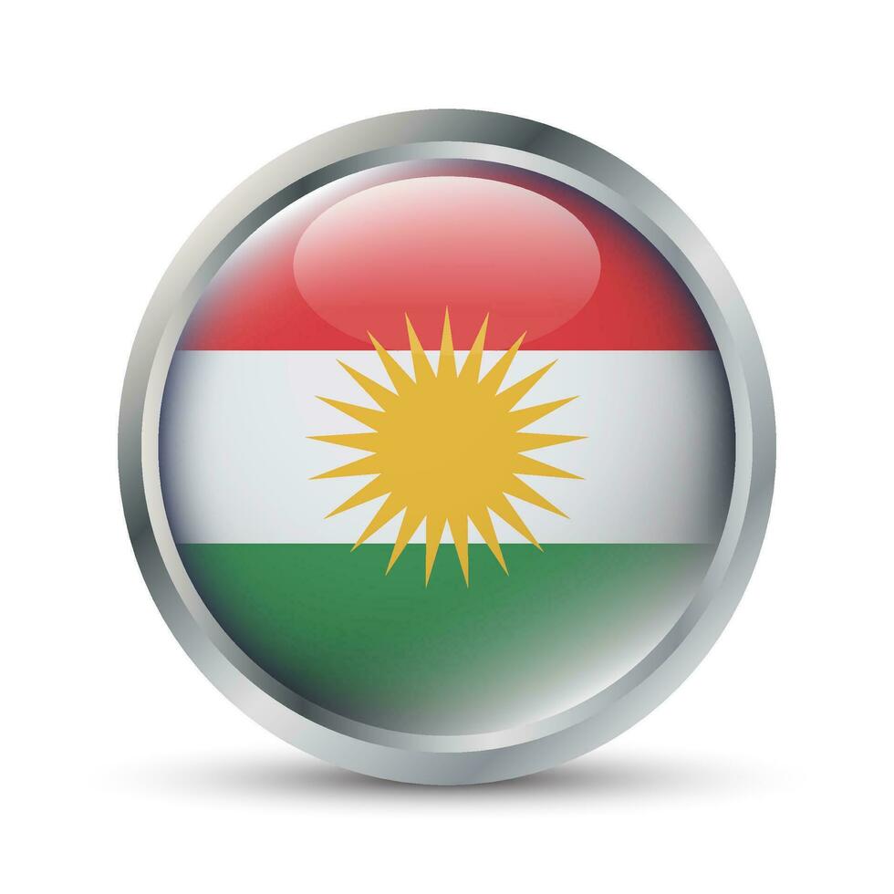 Iraqi Kurdistan Flag 3D Badge Illustration vector