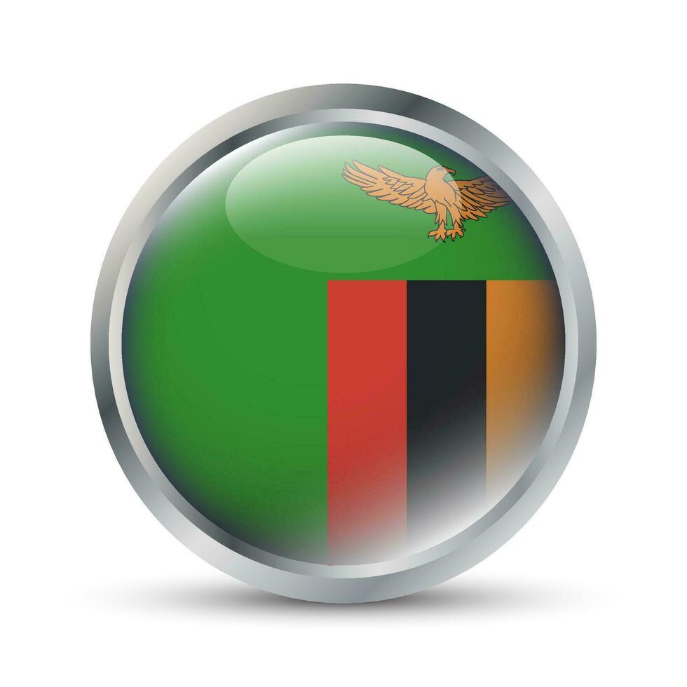 Zambia Flag 3D Badge Illustration vector