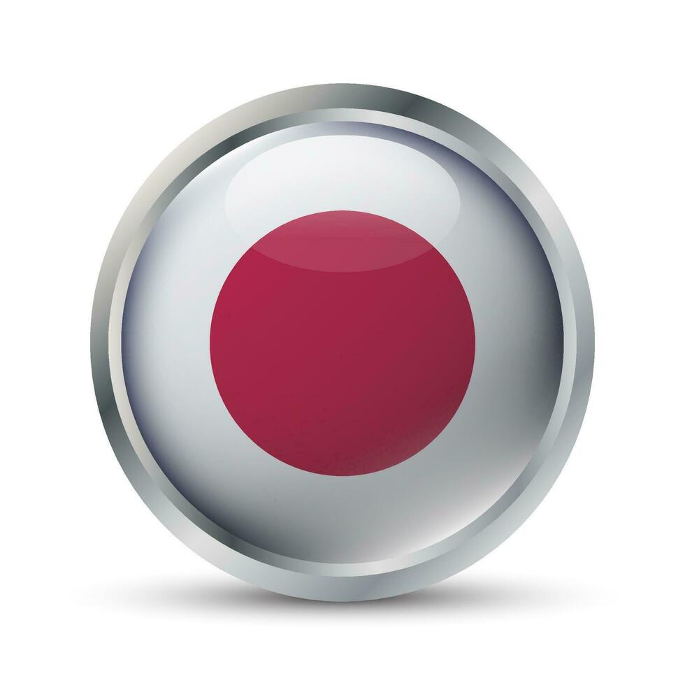 Japan Flag 3D Badge Illustration vector