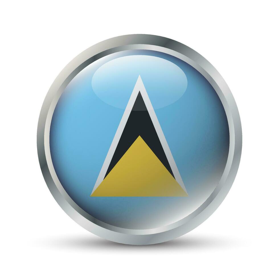 Saint Lucia Flag 3D Badge Illustration vector