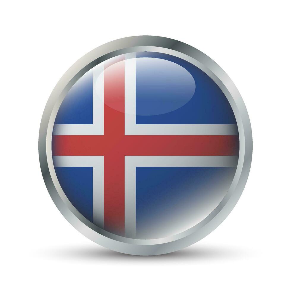 Iceland Flag 3D Badge Illustration vector